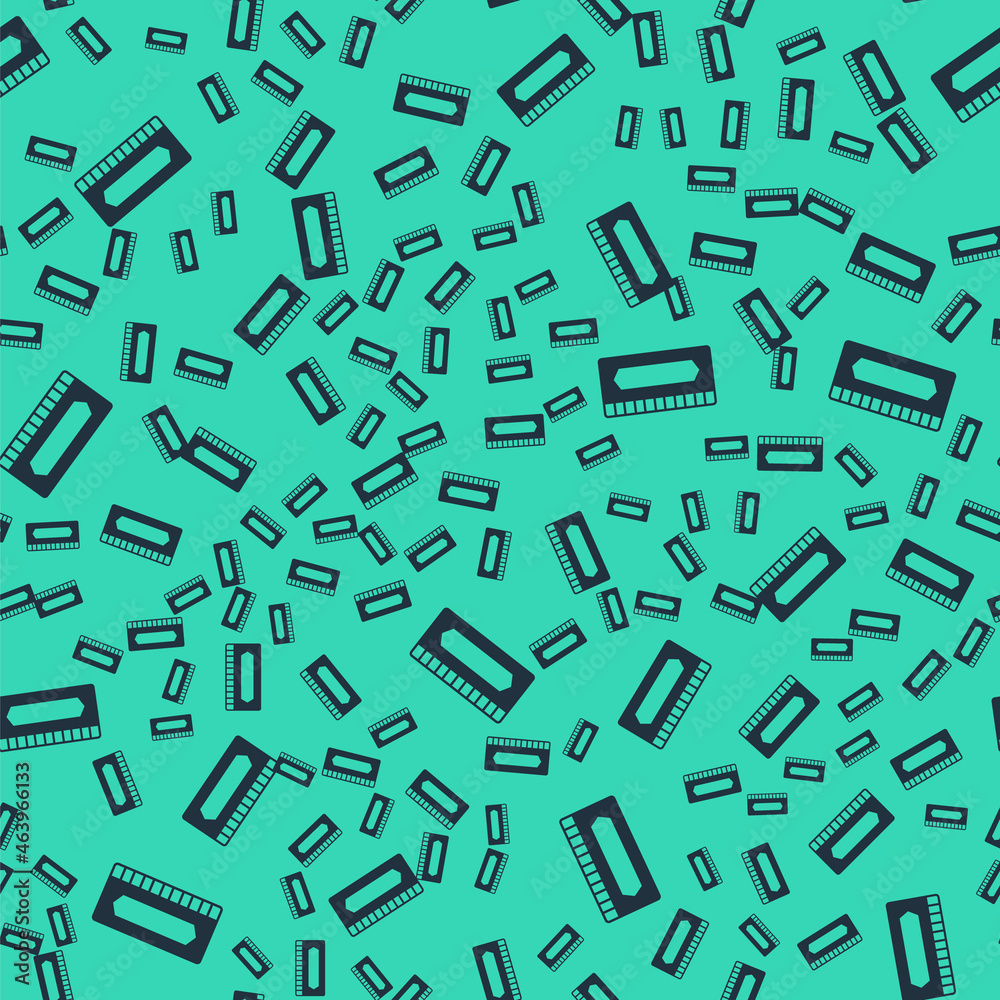 Black Harmonica icon isolated seamless pattern on green background. Musical instrument. Vector Black Harmonica icon isolated seamless pattern on green background. Musical instrument. Vector