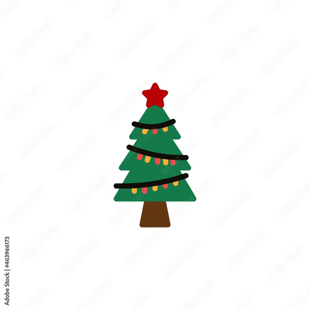 Fototapeta premium Christmas tree flat icon