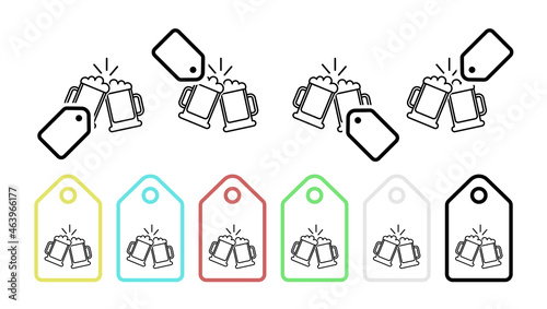 Beer mugs vector icon in tag set illustration for ui and ux, website or mobile application