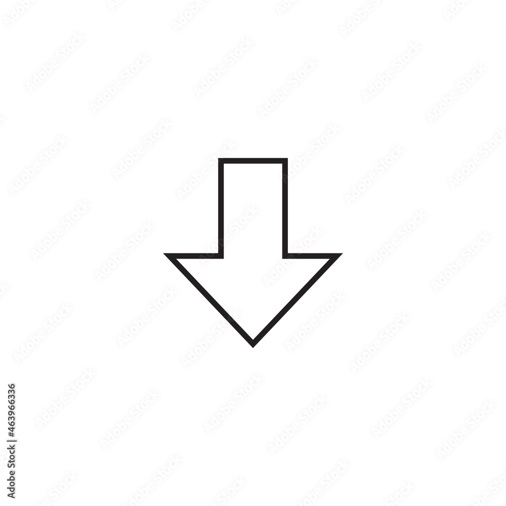 Internet and interface concept. Modern outline high quality illustration for banners, flyers and web sites. Editable stroke in trendy flat style. Line icon of simple arrow pointing down Internet and interface concept. Modern outline high quality illustration for banners, flyers and web sites. Editable stroke in trendy flat style. Line icon of simple arrow pointing down