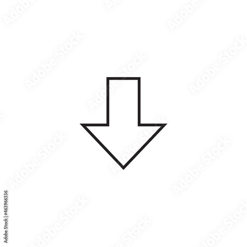 Internet and interface concept. Modern outline high quality illustration for banners, flyers and web sites. Editable stroke in trendy flat style. Line icon of simple arrow pointing down