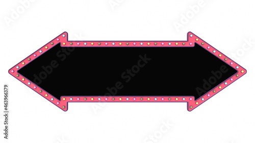 Arrow pastel light board sign retro on white background. 3d rendering