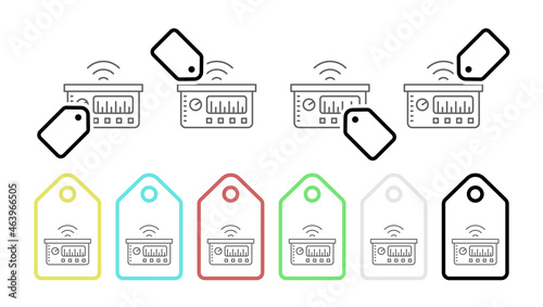 Car radio vector icon in tag set illustration for ui and ux, website or mobile application