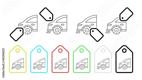 Rear, car vector icon in tag set illustration for ui and ux, website or mobile application