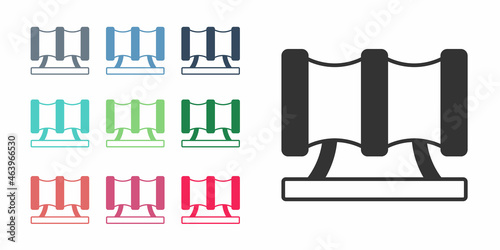 Black Kid playground slide pipe icon isolated on white background. Set icons colorful. Vector