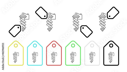 Spare part, car vector icon in tag set illustration for ui and ux, website or mobile application