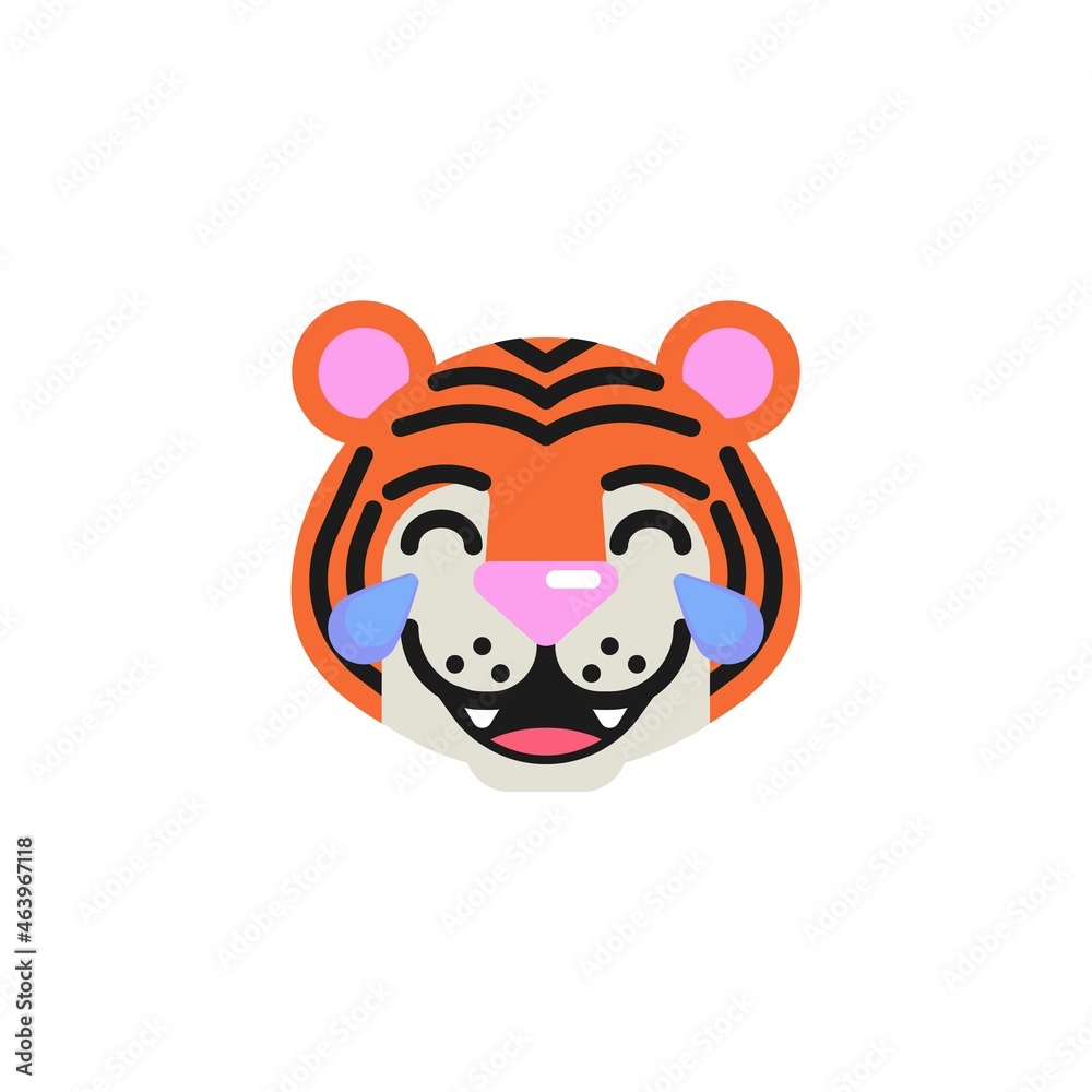 Tiger Face with Tears of Joy flat icon Tiger Face with Tears of Joy flat icon