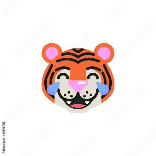 Tiger Face with Tears of Joy flat icon