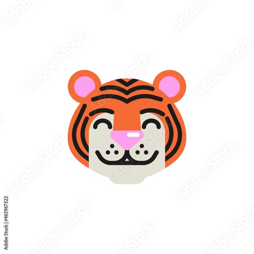 Tiger Smiling Face with Smiling Eyes flat icon