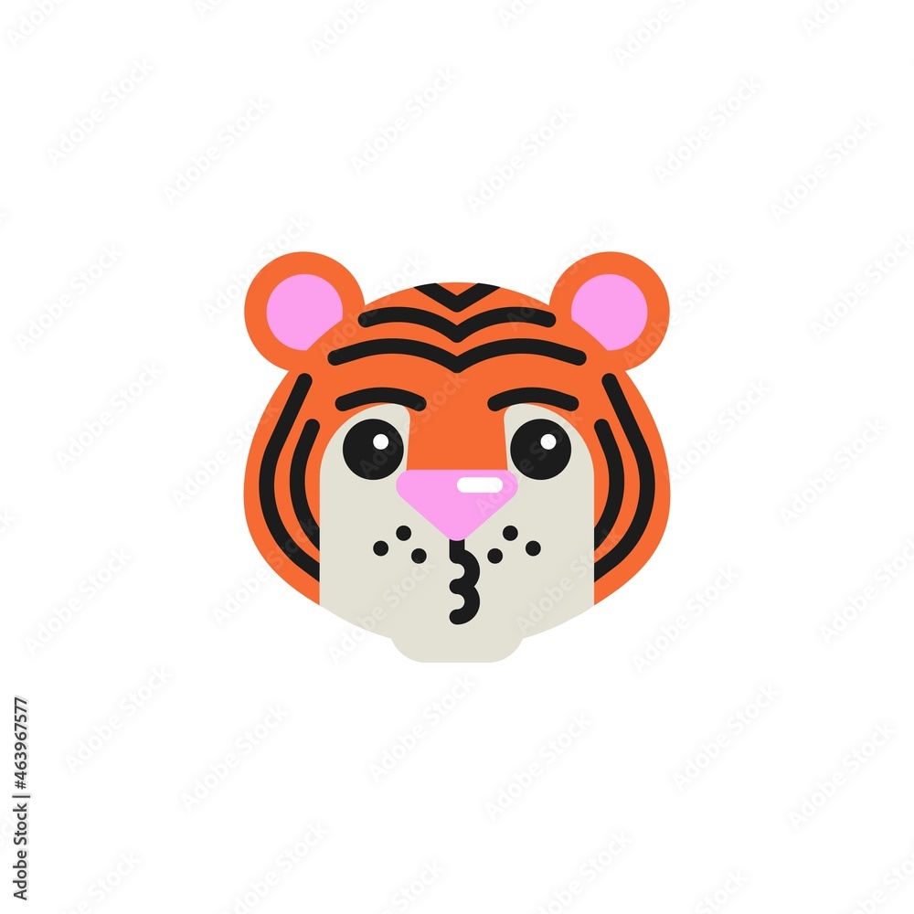 Tiger Kissing Face flat icon Tiger Kissing Face flat icon