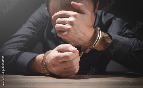 Fotografia Caucasian man in handcuffs. Arrest