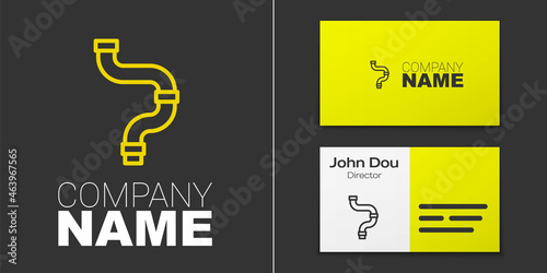 Logotype line Industry metallic pipe icon isolated on grey background. Plumbing pipeline parts of different shapes. Logo design template element. Vector