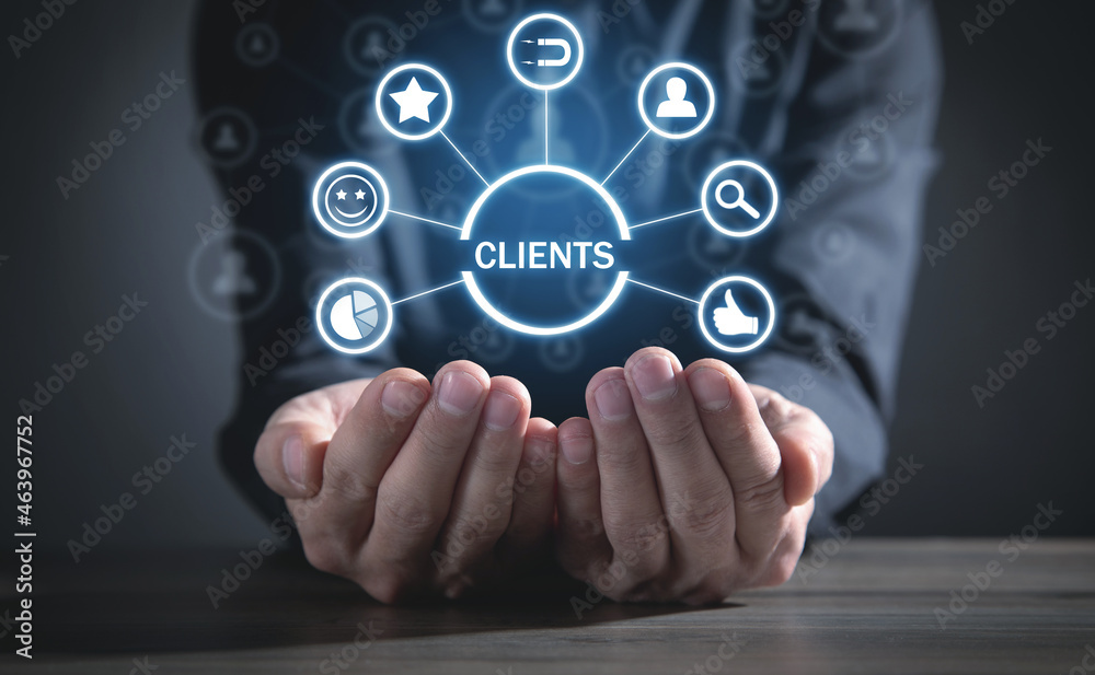 Man showing Clients concept. Business concept Man showing Clients concept. Business concept
