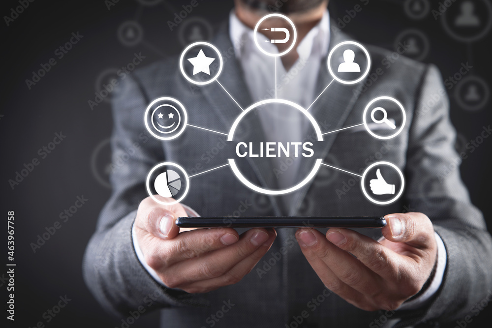Man showing Clients concept. Business concept Man showing Clients concept. Business concept
