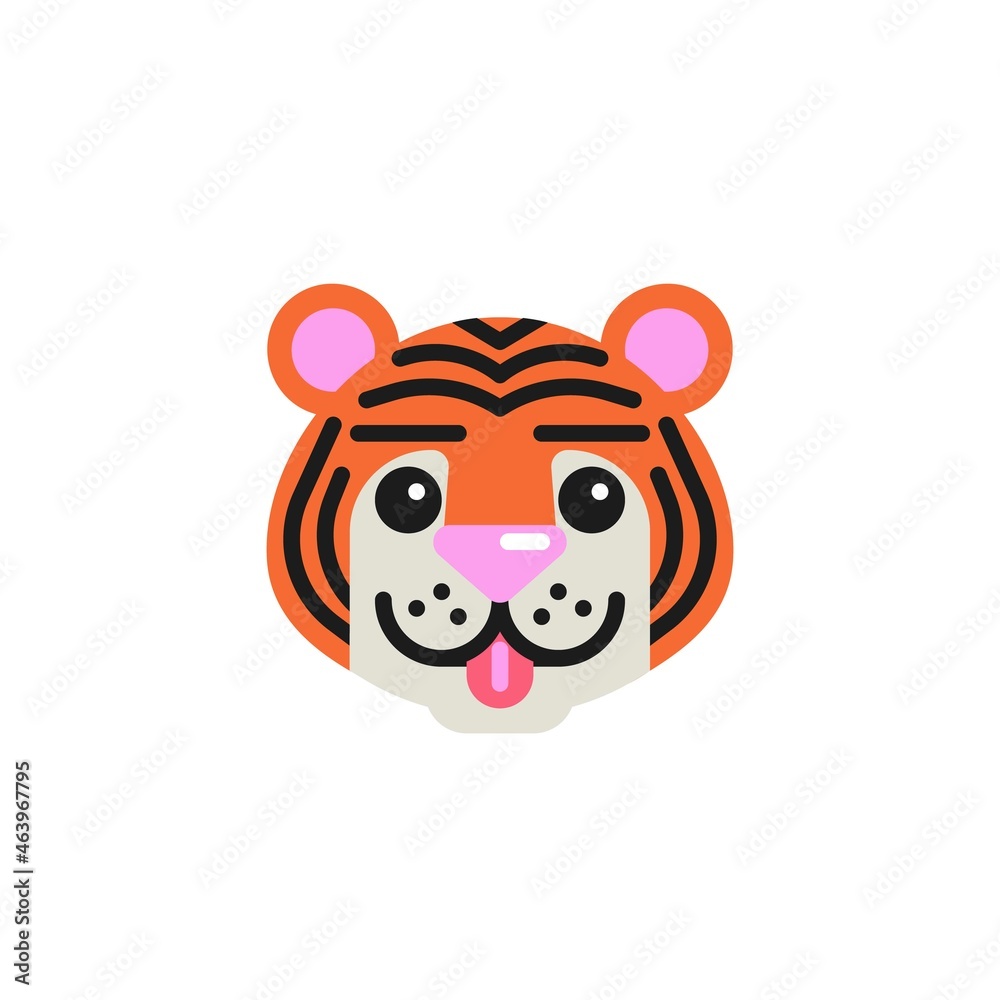 Tiger Face with Tongue flat icon