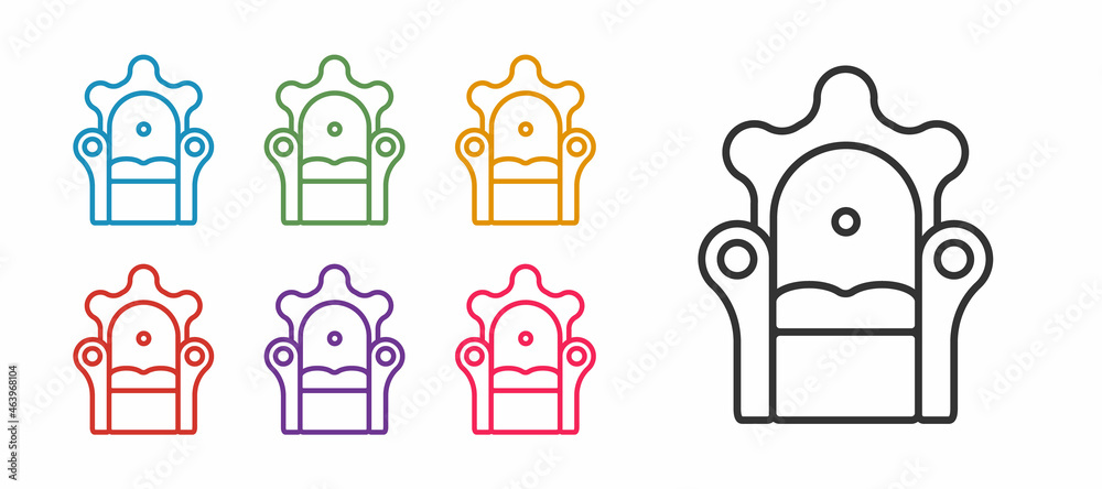 Set line Medieval throne icon isolated on white background. Set icons colorful. Vector