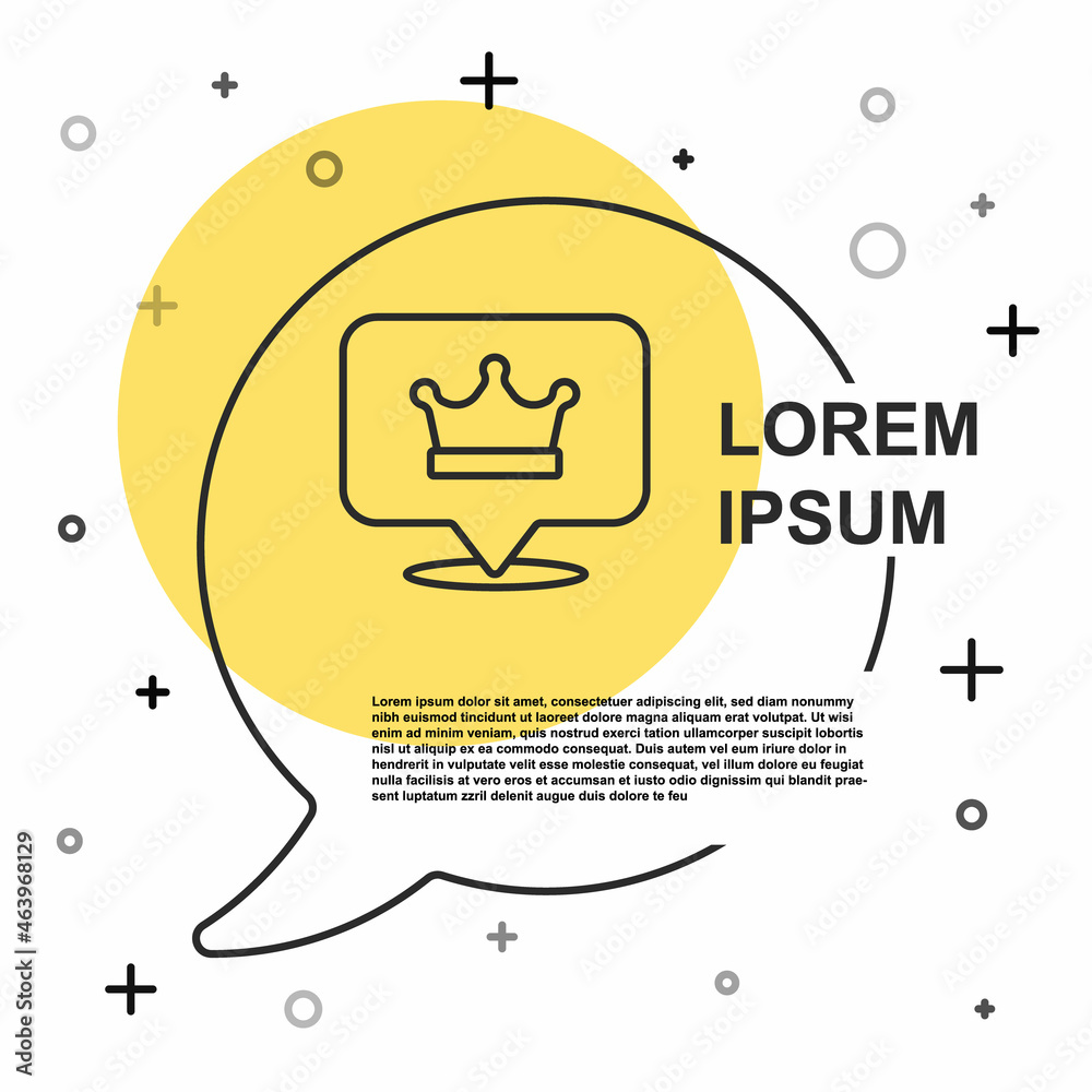 Black line King crown icon isolated on white background. Random dynamic shapes. Vector Black line King crown icon isolated on white background. Random dynamic shapes. Vector