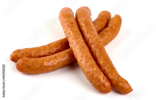 Dried sausages, isolated on white background. High resolution image.