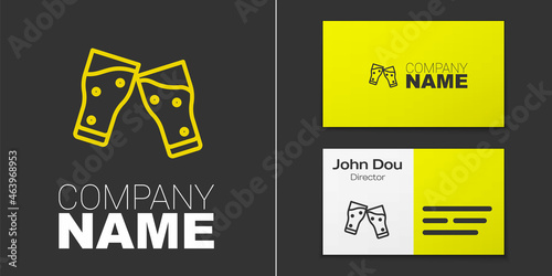 Logotype line Glass of beer icon isolated on grey background. Logo design template element. Vector