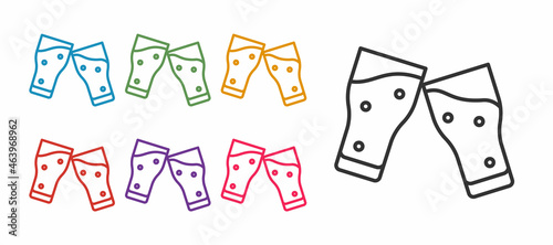 Set line Glass of beer icon isolated on white background. Set icons colorful. Vector