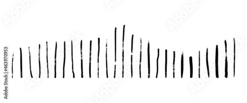 Hand-drawn vertical grunge lines. A set of brushes drawn with grunge thin lines. Vector illustration of smear or highlighting underlines isolated on white background.