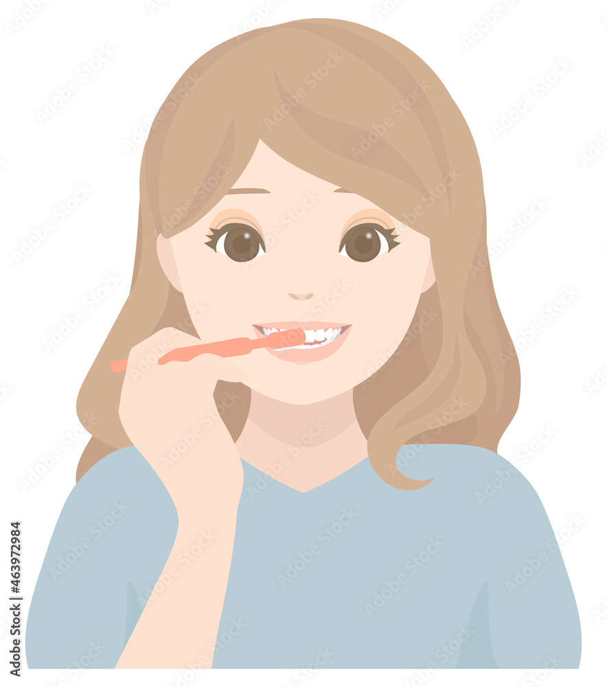 歯みがきをする女性