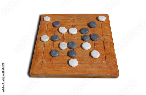 Reconstruction of roman board game Nine mens morris or mill game