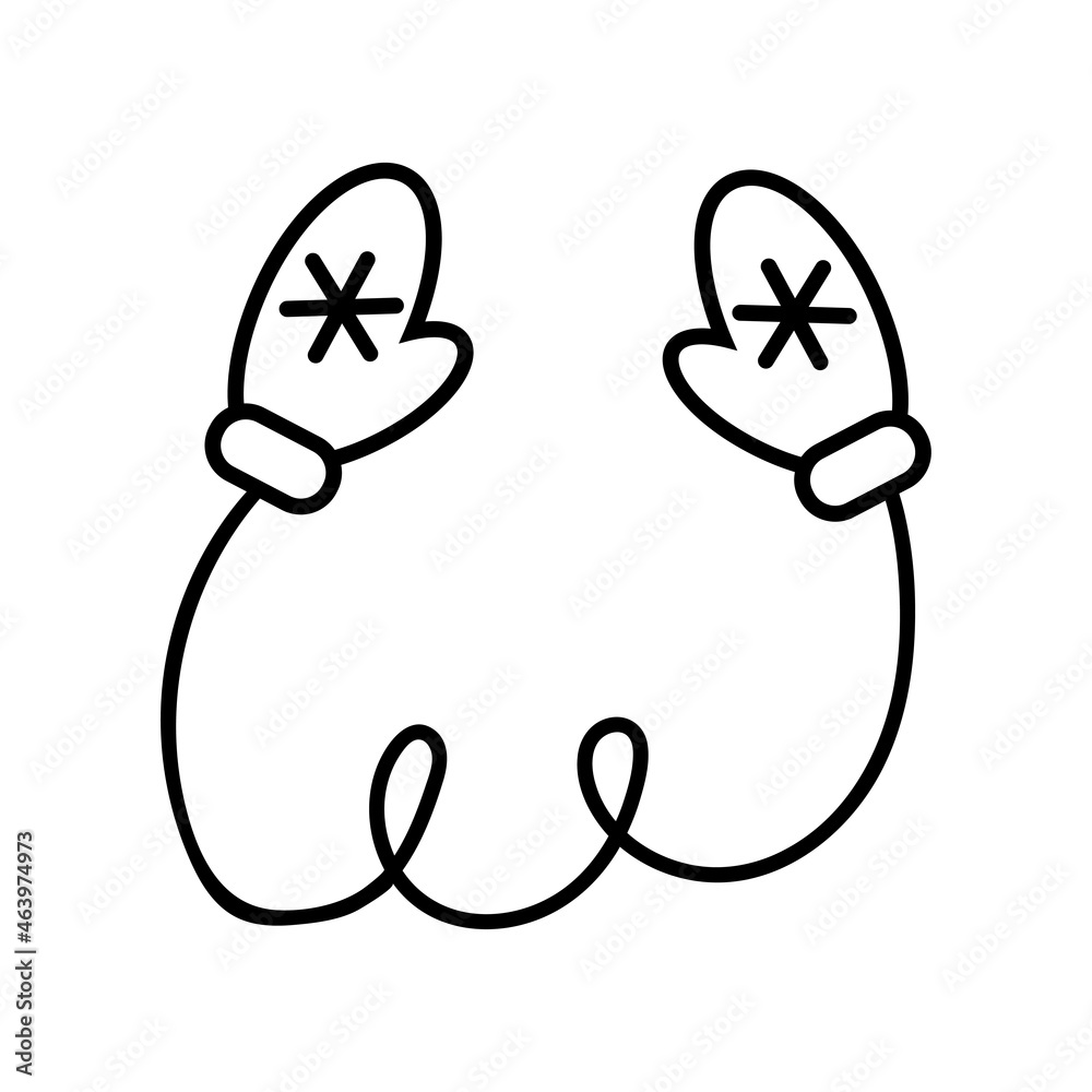 Christmas vector icon mitten with snowflake Christmas vector icon mitten with snowflake