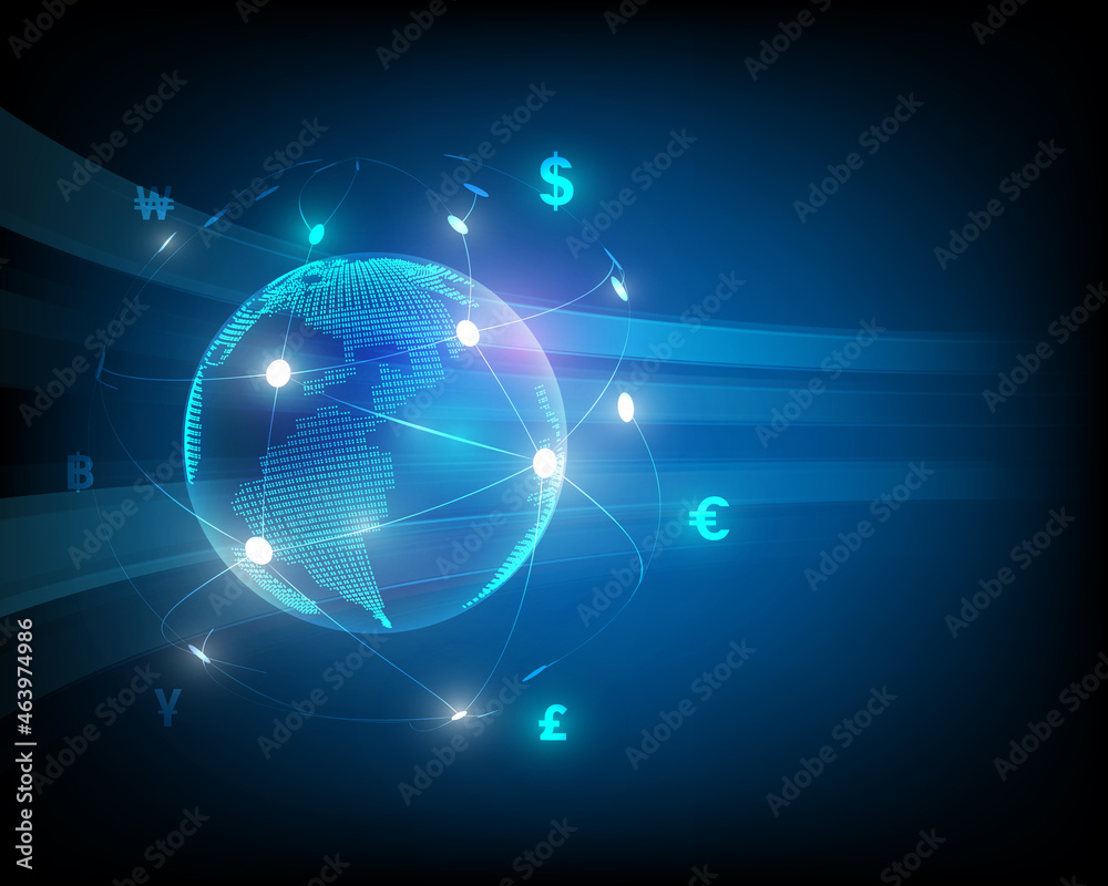 Business network with global currency exchange symbols illustration Business network with global currency exchange symbols illustration