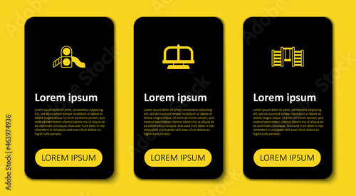 Set Swedish wall, Attraction carousel and Slide playground. Business infographic template. Vector