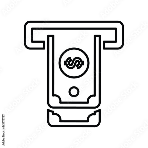Finance, atm, withdraw line icon. Outline vector.