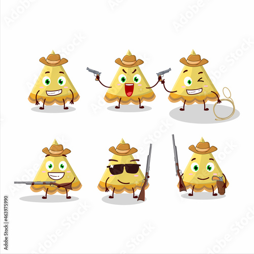 Cool cowboy slice of lemon tart cartoon character with a cute hat