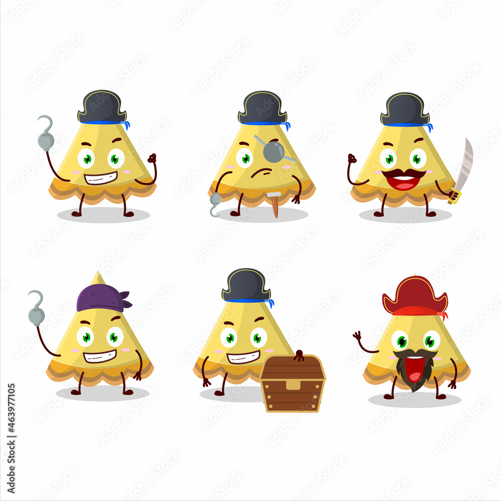 Obraz premium Cartoon character of slice of lemon tart with various pirates emoticons