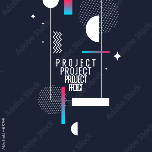 Abstract background in a modern trendy style. Poster with simple flat different geometric shapes.