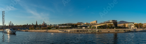Panoramic view of Zaryadye Park, the Kremlin and the Soaring Bridge from the Moskva River embankment © Stan Stocking