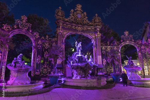 Nancy, Fontaine de la Place Stanislas de nuit 