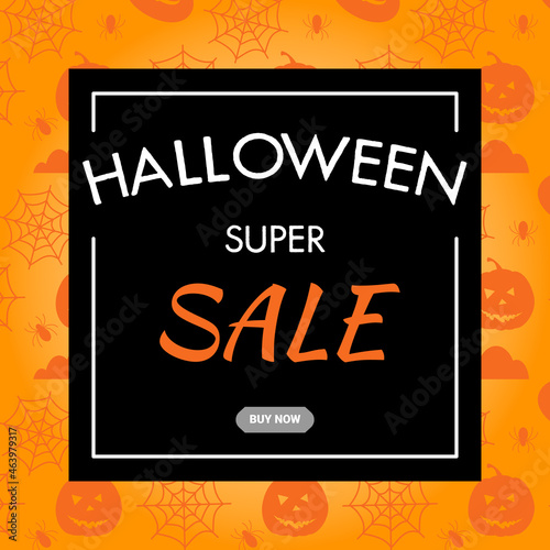 Halloween sale banner with Halloween elements. Vector illustration for poster, banner, discount, special offer