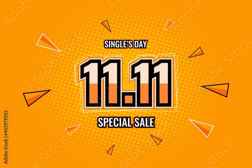 11.11 special sale,singles day sale,web banner, template.Crazy sales 11.11 Shopping day sale promotion