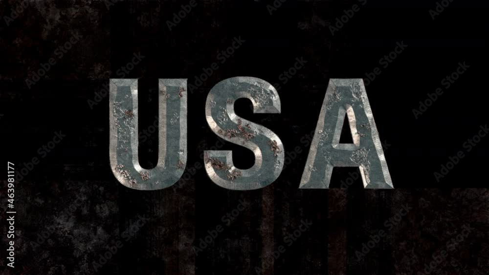 Metal title USA erodes and is covered with rust. Decay, decline, stagnation concept. Prorez with alpha, easy to place on any background. Metal title USA erodes and is covered with rust. Decay, decline, stagnation concept. Prorez with alpha, easy to place on any background.
