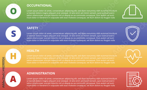 osha occupational safety health administration concept template for infographics with icon and vertical shape