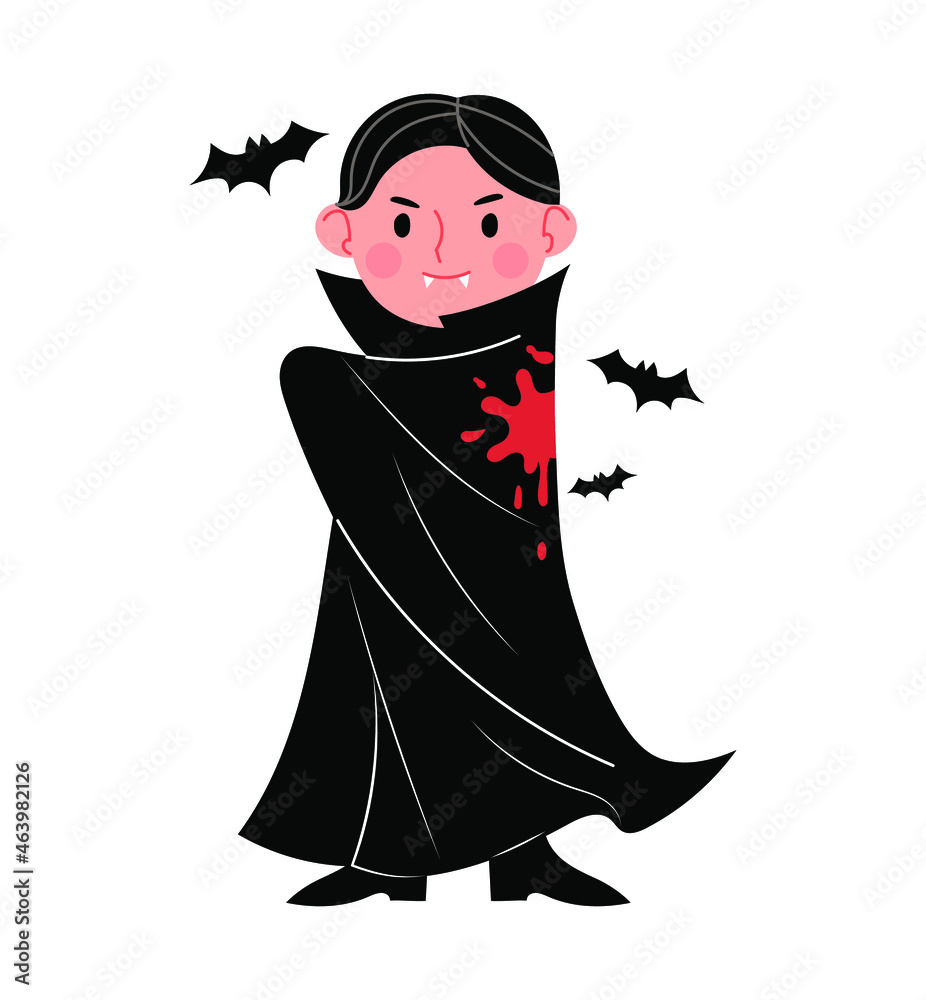 vampire. Vector illustration of a cute boy dressed as a vampire for Halloween. vampire. Vector illustration of a cute boy dressed as a vampire for Halloween.