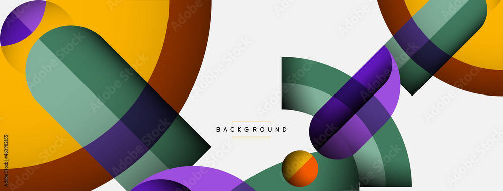 Geometric abstract background. Round shapes, circles, lines composition for wallpaper banner background or landing page Geometric abstract background. Round shapes, circles, lines composition for wallpaper banner background or landing page