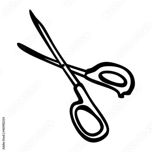 hair shears of cosmetics hand drawn illustration