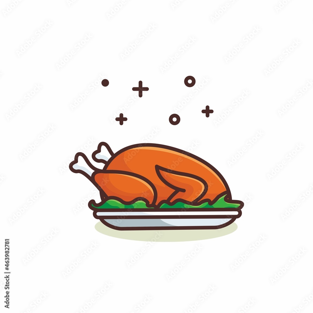 Roast Turkey Illustration. Roast Turkey Vector. Roast Turkey with vegetables isolated on a white background. Thanksgiving day. Roast Turkey Illustration. Roast Turkey Vector. Roast Turkey with vegetables isolated on a white background. Thanksgiving day.