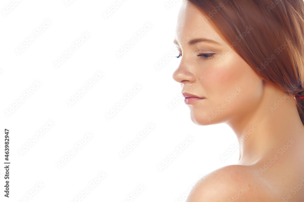spa picture attractive lady young red hair isolated on white background spa picture attractive lady young red hair isolated on white background