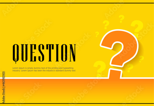 Large Question mark sign on orange background. Horizontal banner or layou