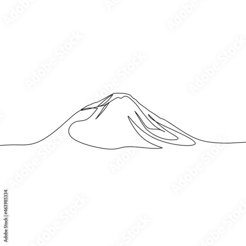Continuous line drawing of mountain, object one line, single line art, vector illustration