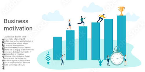 Business motivation, Businessmen compete with each other,business achievements.Poster in business style.Vector illustration.