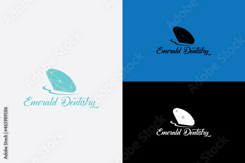 Abstract diamond icon logo vector with letter E suitable for dental care and hospital