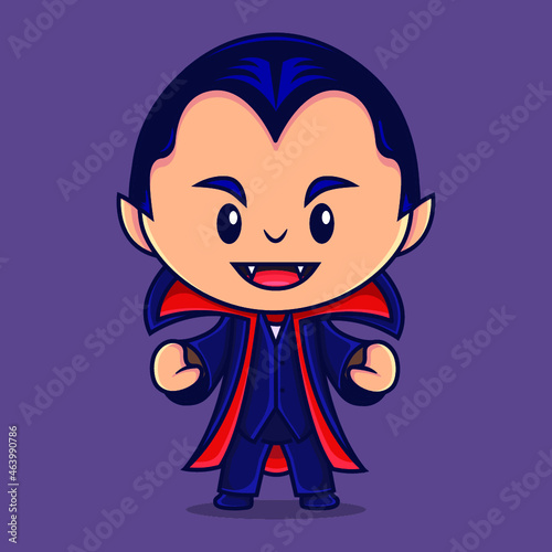 cute dracula halloween character, vector illustration.